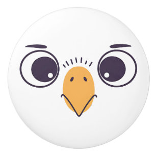 Funny Bird Face with Large Eyes Ceramic Knob