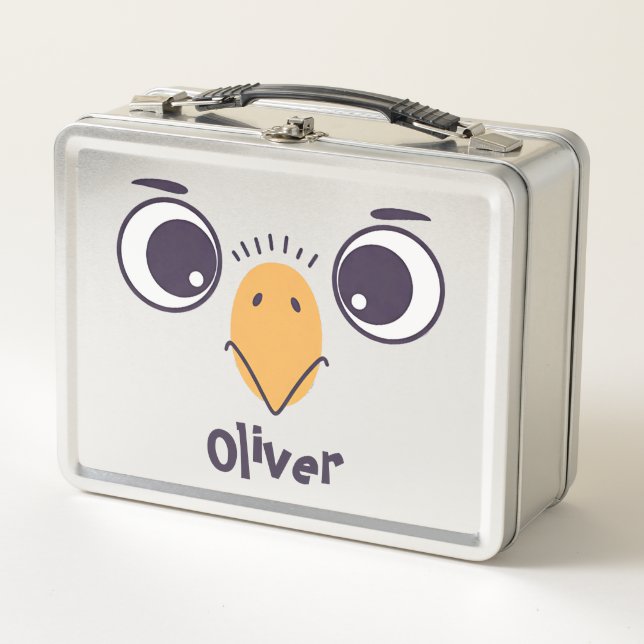 Funny Bird Face with Large Eyes Metal Lunch Box (Front)