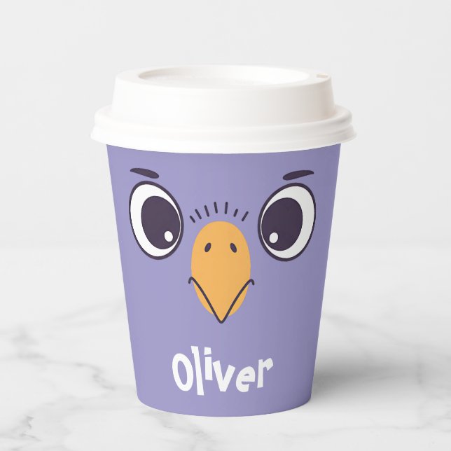 Funny Bird Face with Large Eyes Paper Cups (Front)