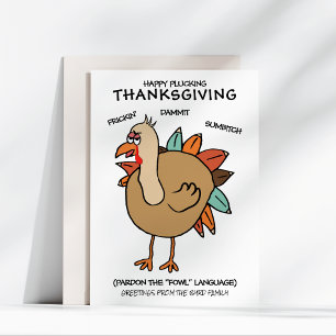 Funny Bird Fowl Turkey Thanksgiving Holiday Card