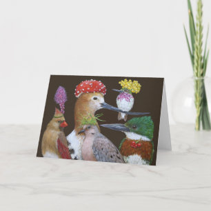 Funny bird group greeting card