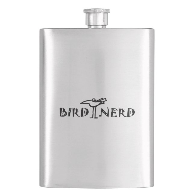 Funny Bird Nerd, Birding, Birdwatching Hip Flask (Front)