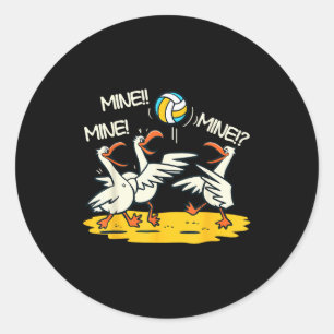 Funny Bird Playing Volleyball Mine Game Day Beach Classic Round Sticker