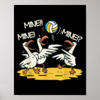 Funny Bird Playing Volleyball Mine Game Day Beach 
