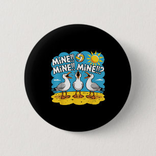 Funny Bird Playing Volleyball Mine Game Day Vibes 6 Cm Round Badge