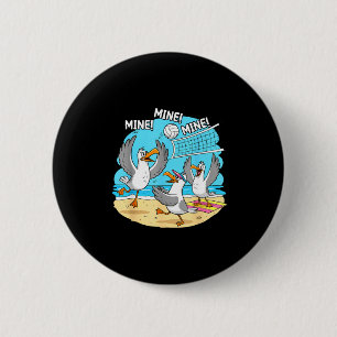 Funny Bird Playing Volleyball Mine Game Day Vibes 6 Cm Round Badge