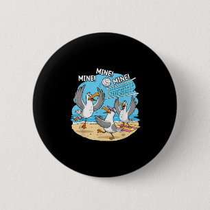 Funny Bird Playing Volleyball Mine Game Day Vibes 6 Cm Round Badge