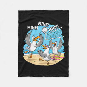 Funny Bird Playing Volleyball Mine Game Day Vibes  Fleece Blanket