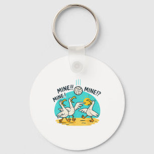 Funny Bird Playing Volleyball Mine Game Day Vibes Key Ring
