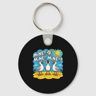 Funny Bird Playing Volleyball Mine Game Day Vibes  Key Ring