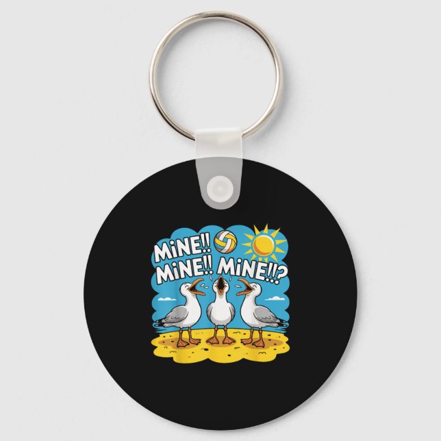 Funny Bird Playing Volleyball Mine Game Day Vibes  Key Ring (Front)