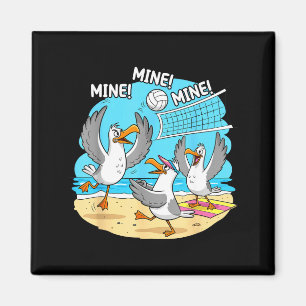 Funny Bird Playing Volleyball Mine Game Day Vibes  Magnet