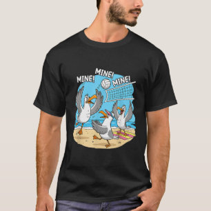 Funny Bird Playing Volleyball Mine Game Day Vibes  T-Shirt