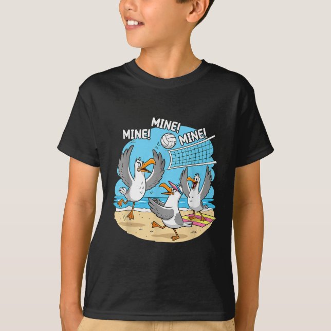 Funny Bird Playing Volleyball Mine Game Day Vibes  T-Shirt (Front)
