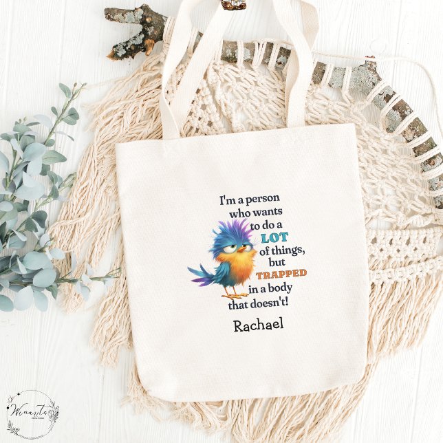 Funny Bird Sarcastic Quote Lazy Procrastinator  Tote Bag (Creator Uploaded)
