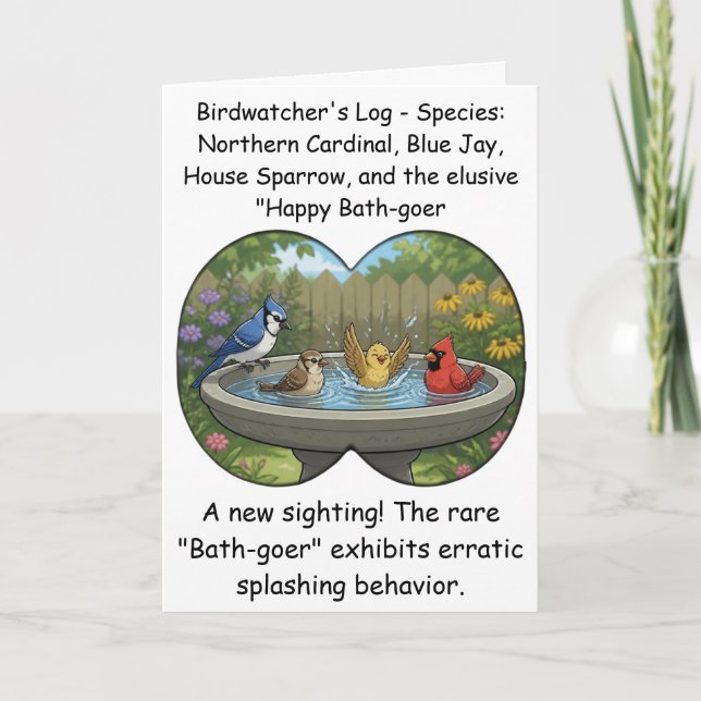Funny Bird Watching Birthday Gift Idea Art Card (Front)