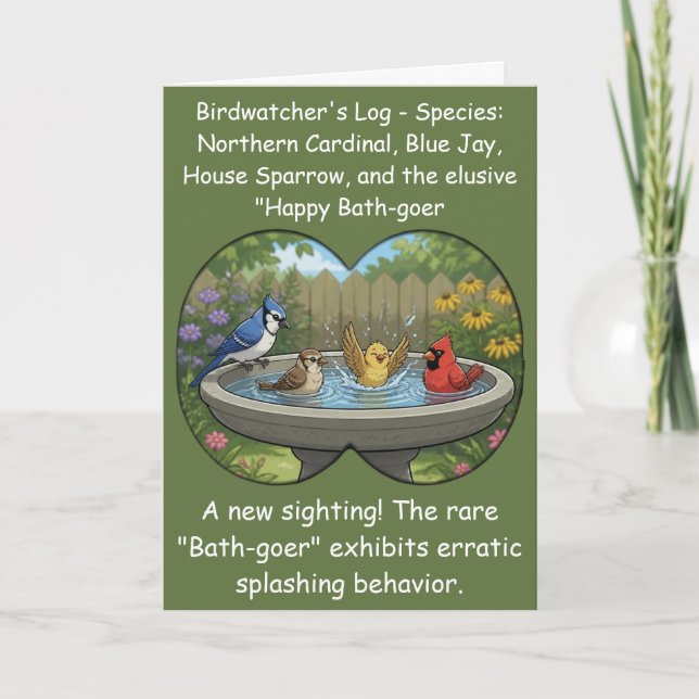 Funny Bird Watching Birthday Gift Idea Art Card (Front)