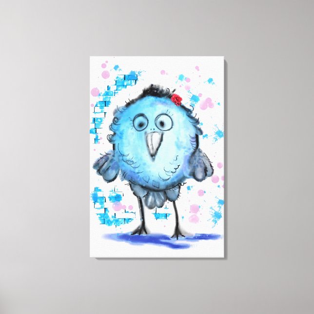 Funny Bird - Watercolor Canvas Print (Front)