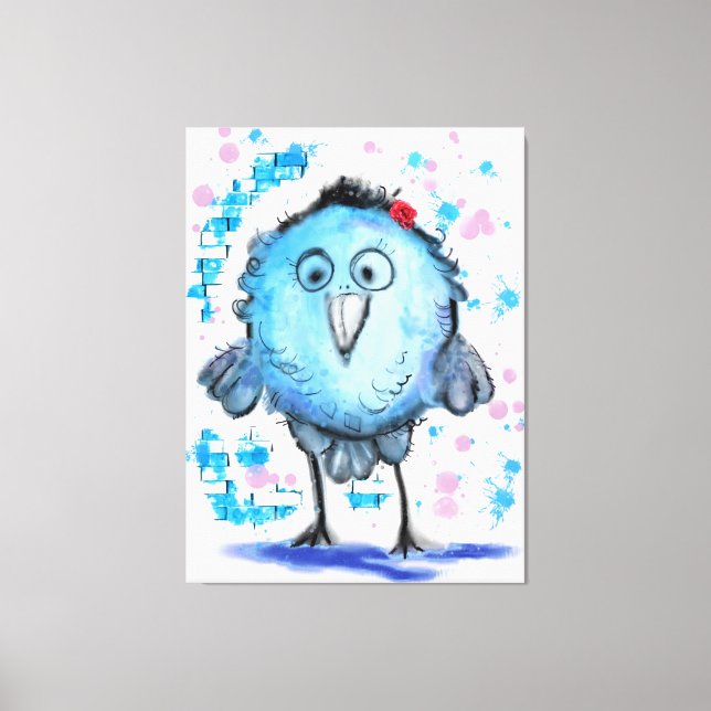 Funny Bird - Watercolor Canvas Print (Front)