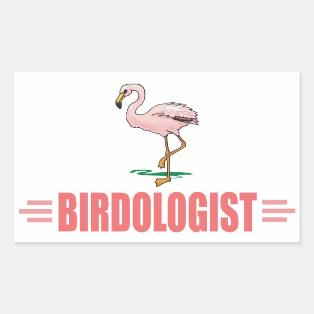 Funny Birding Flamingo Rectangular Sticker (Front)