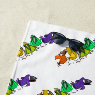 Funny Birds Beach Towel