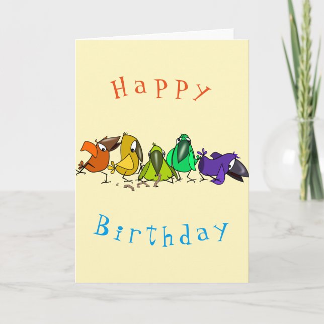 Funny Birds Birthday Card (Front)