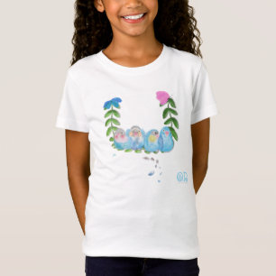 Funny birds, blue group illustration shirt