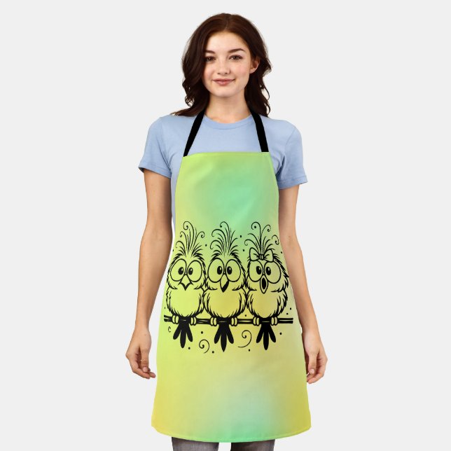 Funny Birds Cartoon-56456 Apron (Worn)