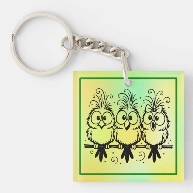 Funny Birds Cartoon-56456 Key Ring (Front)
