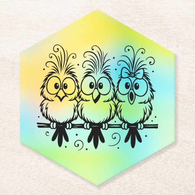 Funny Birds Cartoon-56456 Paper Coaster (Front)