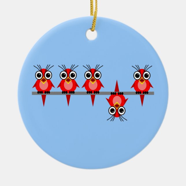 funny birds ceramic tree decoration (Front)