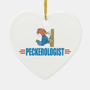 Funny Birdwatching Woodpecker Ceramic Tree Decoration