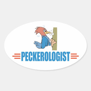 Funny Birdwatching Woodpecker Oval Sticker