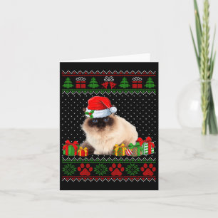 Funny Birman Cat Santa Hat Ugly Christmas Sweater Card