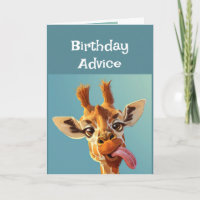 Funny Birthday Advice Giraffe Sticking Tongue out
