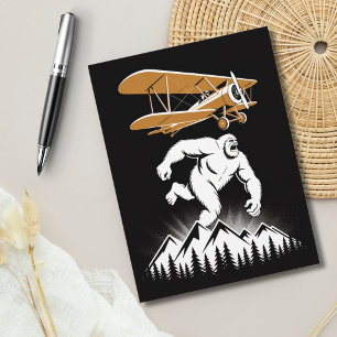 Funny Birthday Bigfoot Vintage Aeroplane Custom Postcard