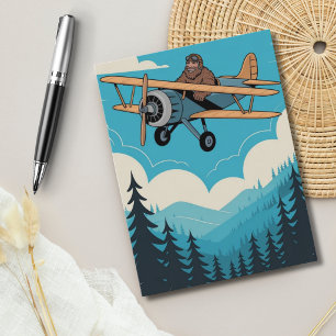 Funny Birthday Bigfoot Vintage Aeroplane Custom Postcard