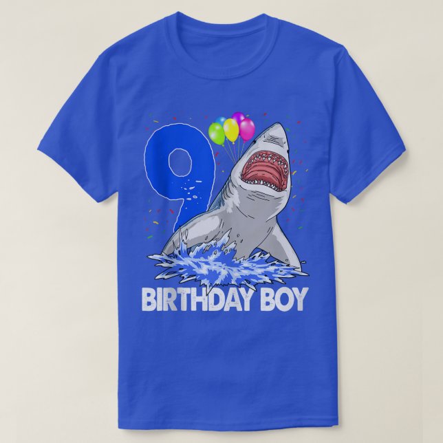 Funny Birthday Boy 9 Shark TeeWomen Celebration Gi T-Shirt (Design Front)