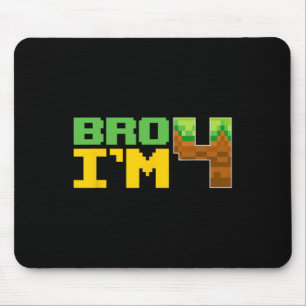 Funny Birthday Boy Bro I'm 4 Birthday Video Game P Mouse Pad