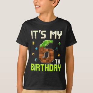 Funny Birthday Boy It's My 6th Birthday Gamer Pixe T-Shirt