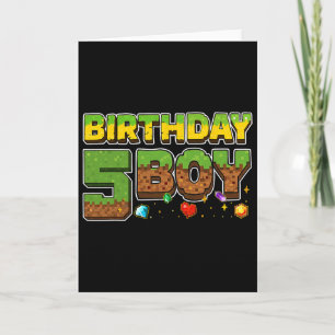 Funny Birthday Boy Pixel Shirt 5th Birthday 5 Year Card