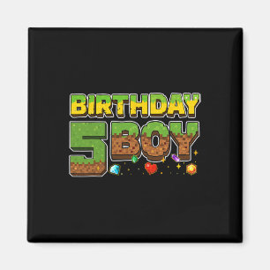 Funny Birthday Boy Pixel Shirt 5th Birthday 5 Year Magnet