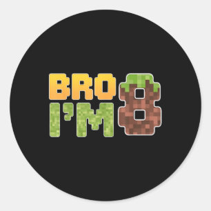 Funny Birthday Boy Shirt Bro Im 8 Birthday Video G Classic Round Sticker