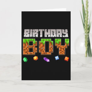 Funny Birthday Boy Video Game Pixel Gamer Boy Kids Card