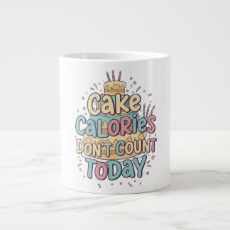 Funny Birthday Cake - Calories Don't Count Today  Large Coffee Mug