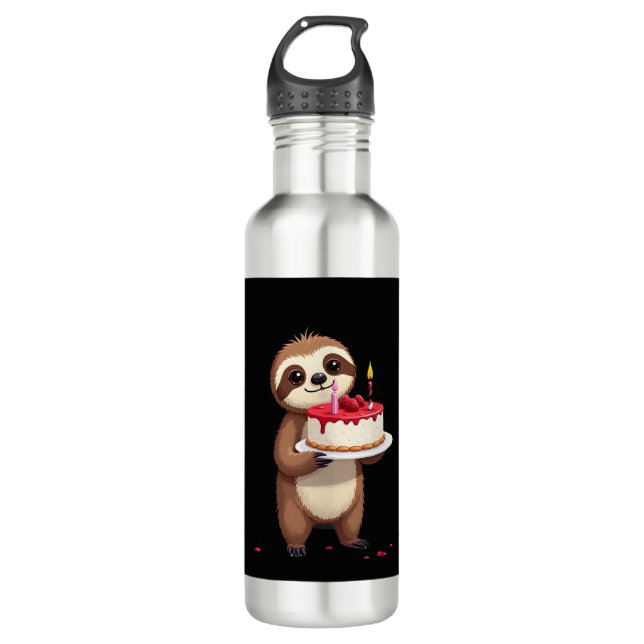 Funny Birthday Cake with Sloth Costume for Boys an 710 Ml Water Bottle (Front)