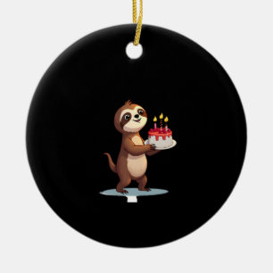 Funny Birthday Cake with Sloth Costume for Boys an Ceramic Tree Decoration