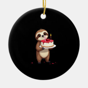 Funny Birthday Cake with Sloth Costume for Boys an Ceramic Tree Decoration