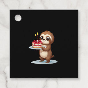 Funny Birthday Cake with Sloth Costume for Boys an Favour Tags