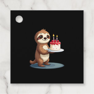 Funny Birthday Cake with Sloth Costume for Boys an Favour Tags